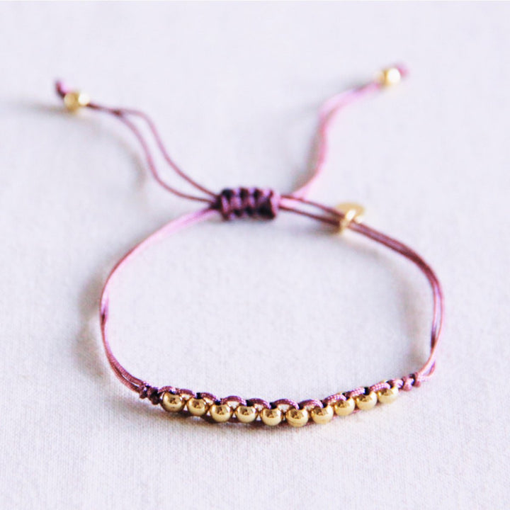 Armband - Satinband PEARLS Gold - Flieder/Lilac