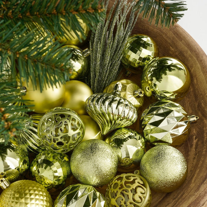 Weihnachtskugeln Set – 60 Stück – Ø7 cm – Kunststoff – hellgrün