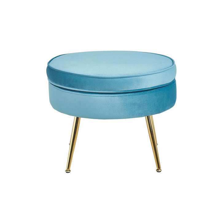 Hocker ARIELLE - Sitzpouf - Rund Samt Blau