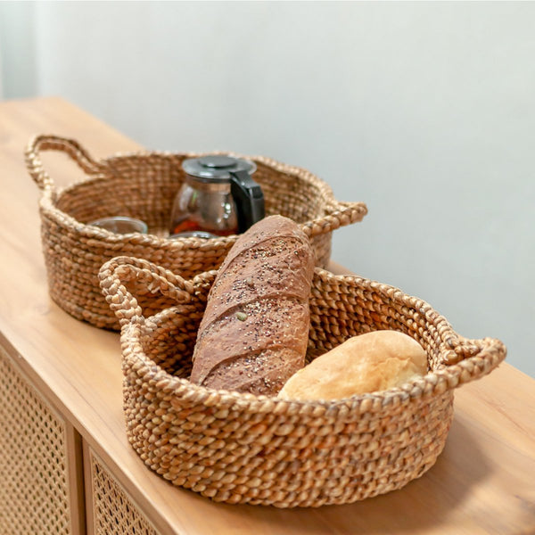 Handgefertigter Boho Korb mit Griffen JAWAH - Brotkorb - Obstkorb - Dekokorb