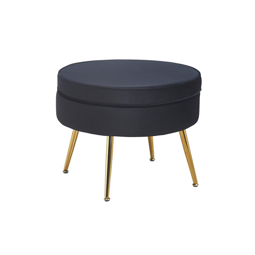 Hocker ARIELLE - Sitzpouf - Rund Samt Schwarz
