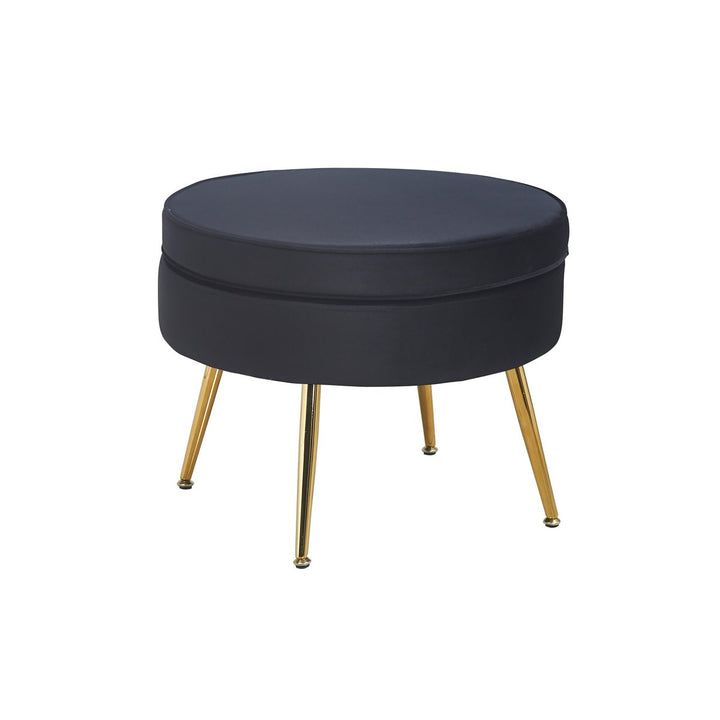 Hocker ARIELLE - Sitzpouf - Rund Samt Schwarz