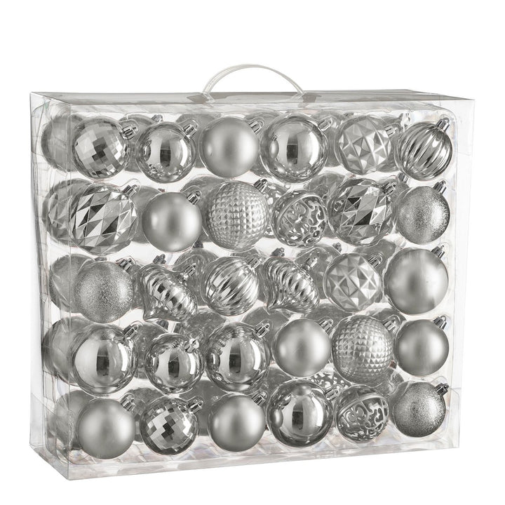 Weihnachtskugeln Set – 60 Stück – Ø7 cm – Kunststoff – Silber