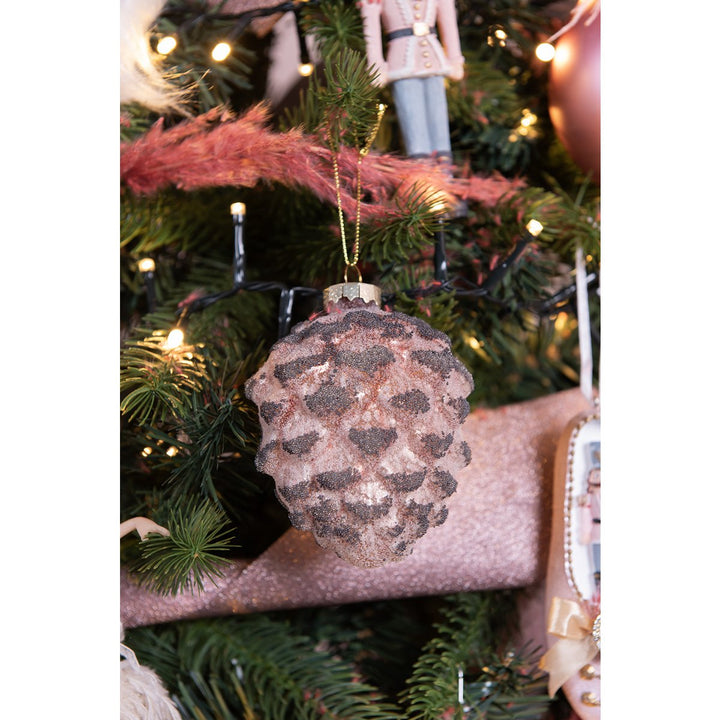 Weihnachtskugeln Tannenzapfen Ø 8x10 cm / Glas / 6er-Set