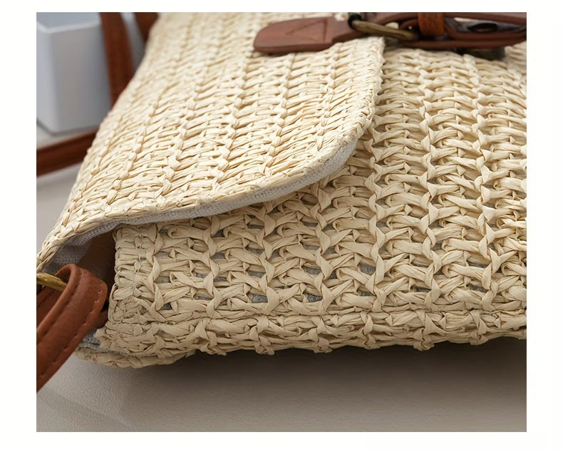 Vintage Straw Handtasche - Umhängetasche
