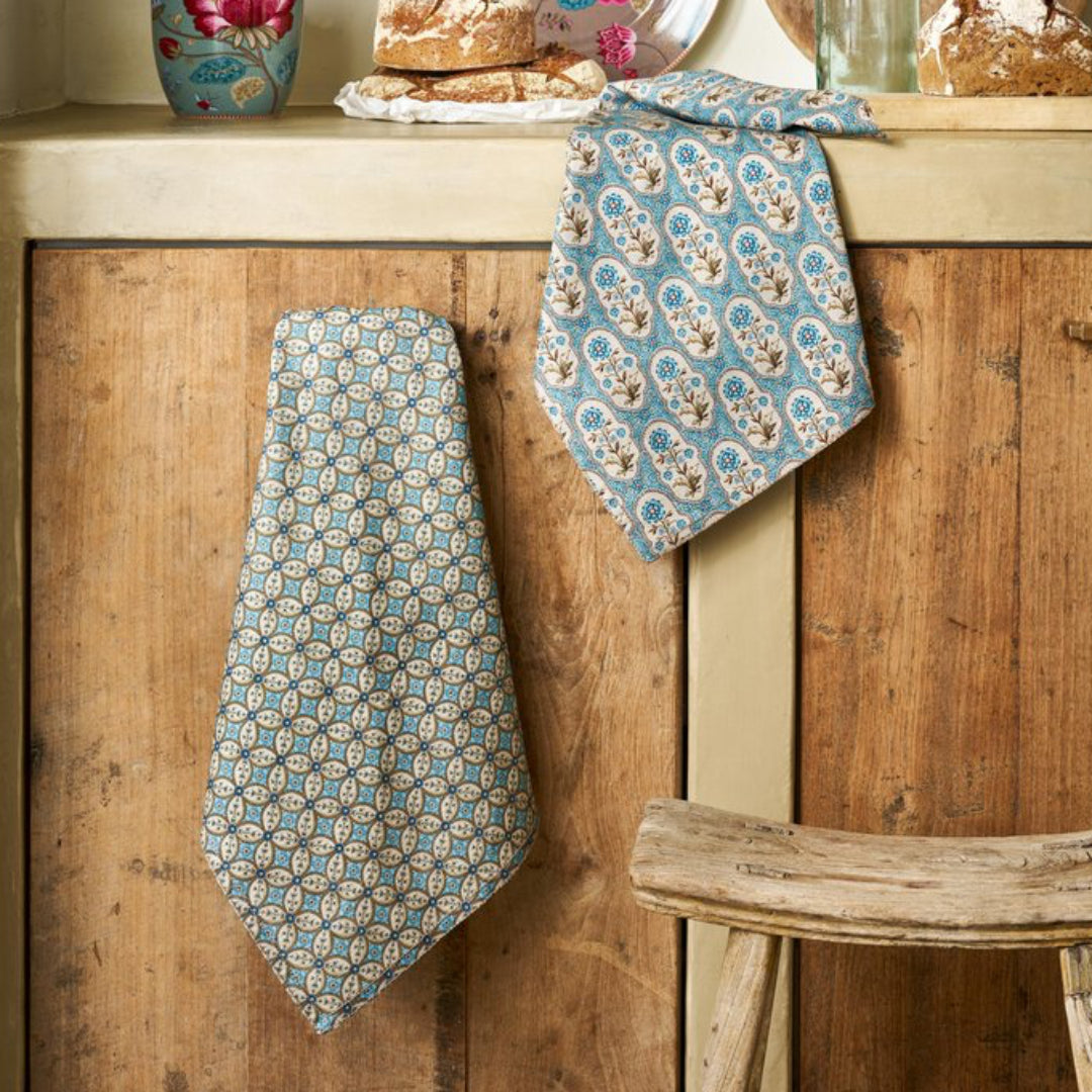 Geschirrtücher 2er-Set BLOOMING TALES Khaki-Blue 50x70cm
