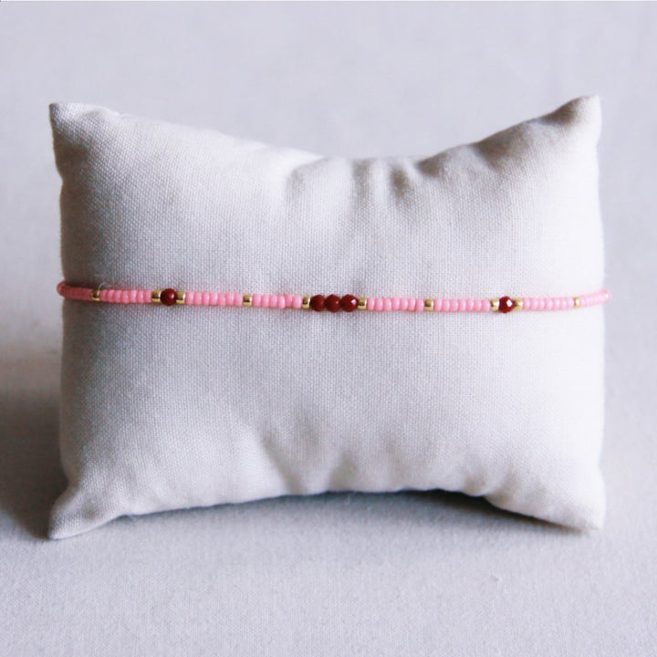Armband - Miyuki-Perlen - Facetten Pink/Rot
