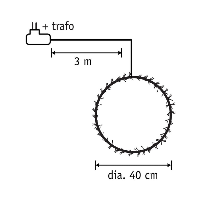 Lichterkranz mit warmweißer LED-Beleuchtung – Ø40 cm