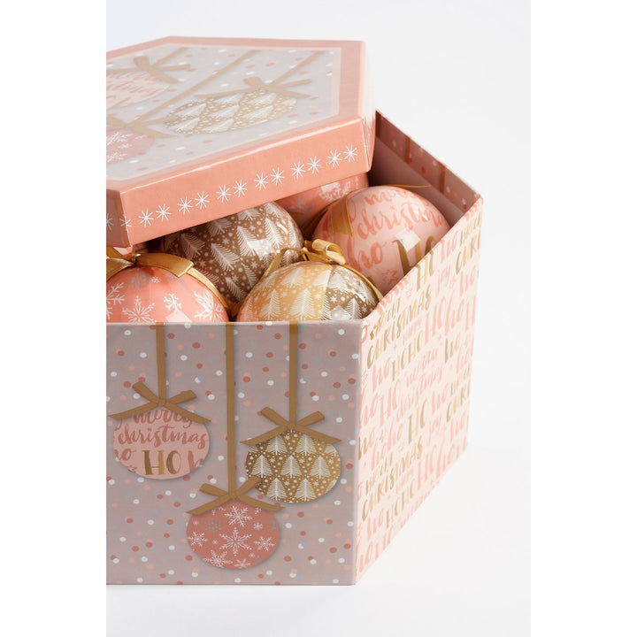 Geschenkset Weihnachtskugeln – 14 Stück – Ø8 cm – Pfirsich, Rosa