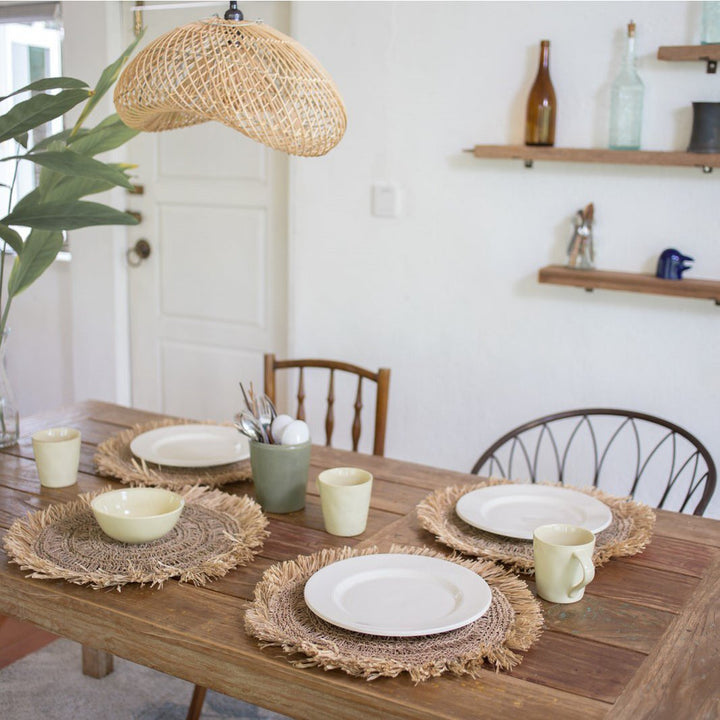 Handgefertigter Rattan-Lampenschirm PADMA - Hängelampe im Bohostil