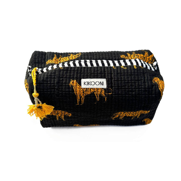 handgemachte Kosmetiktasche "Black Leopard"