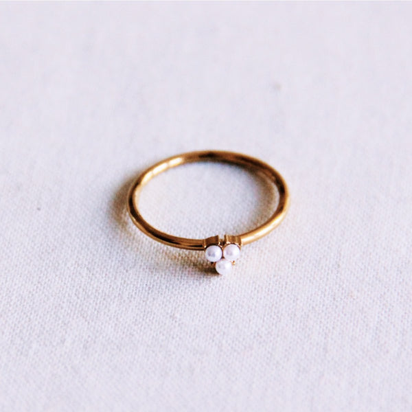 Ring - Mini PEARLS - Gold/Weiß