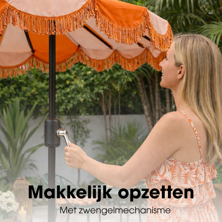 KIM Sonnenschirm mit Fransen - Orange