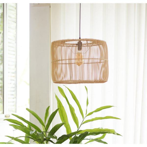 Handgefertigter Lampenschirm LIKU - Boho Deko Lampe aus Rattan geflochten