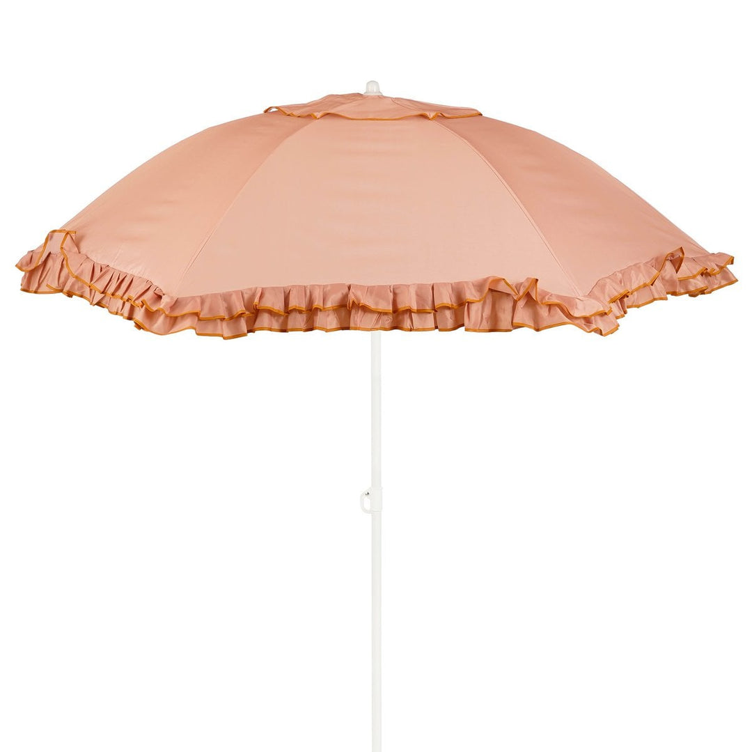 VINTAGE Sonnenschirm mit Rüschenkante - Pfirsich