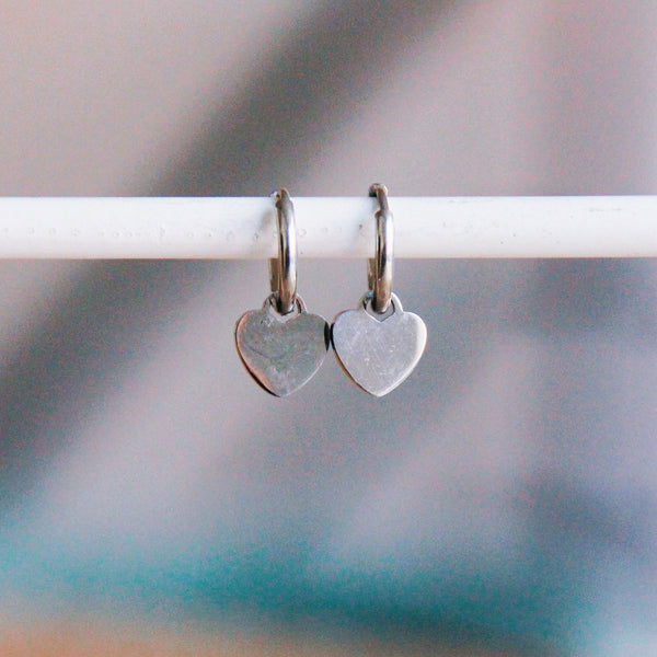 Ohrringe - Mini Creole Silber - Charm HEART