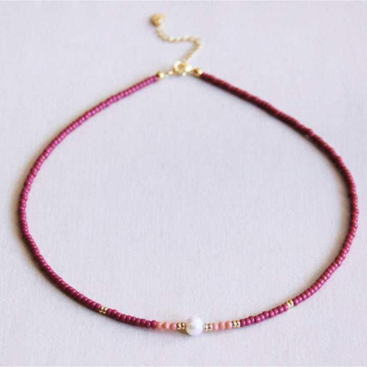 Halskette - Miyuki-Perlen - Sunkissed Cherry