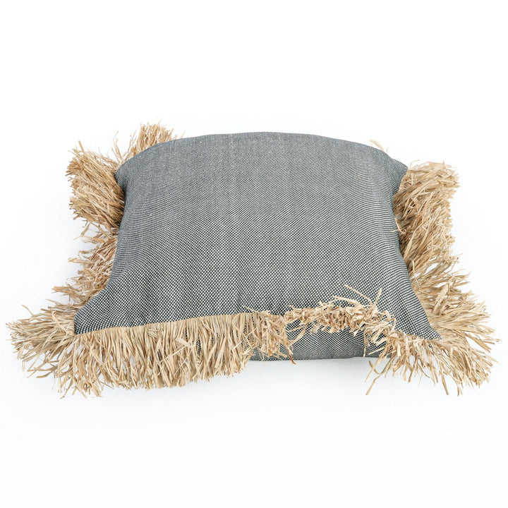 COTTON BONITA Kissenbezug - Baumwolle mit Raffia Fransen 60x60
