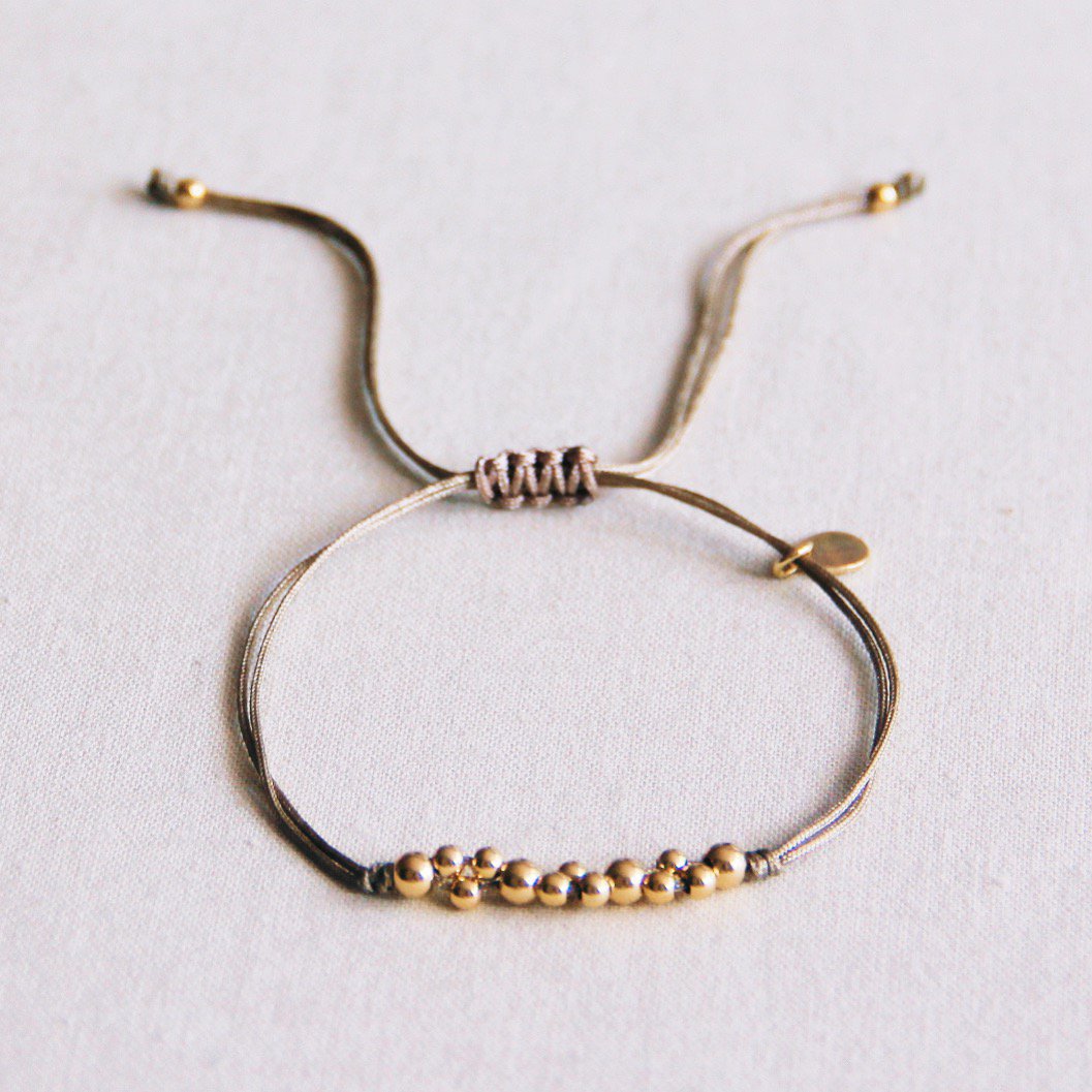 Armband - Satinband PEARLS Gold - Taupe ombre