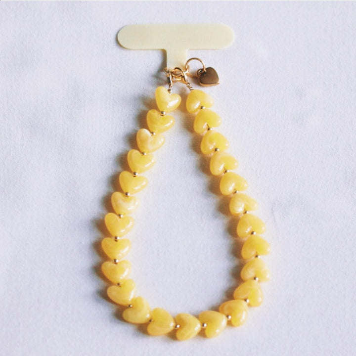 Handyband - Charm HEART Gold - Herz-Perlenkette Gelb