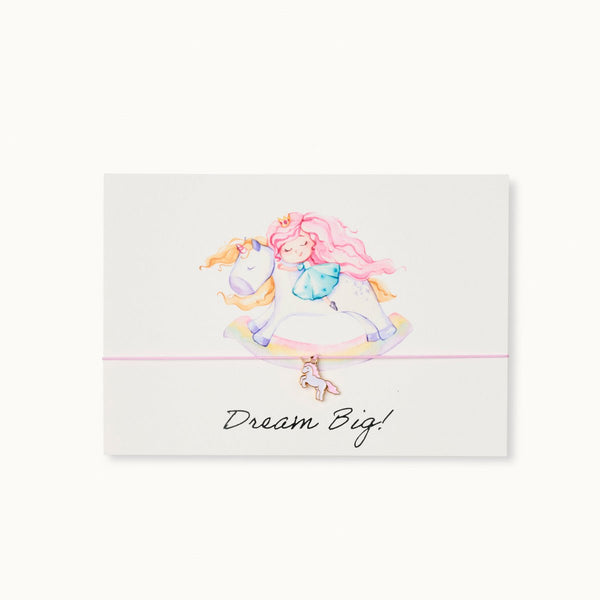 Grußkarte mit Armband: Dream Big! - Unicorn