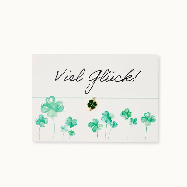 Grußkarte mit Armband: Viel Glück! Kleeblatt
