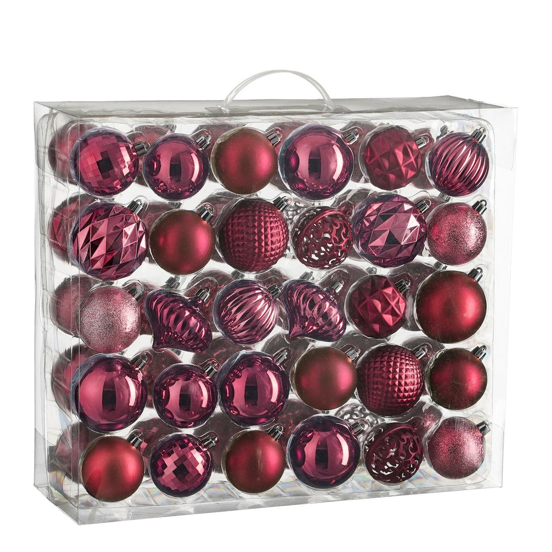 Weihnachtskugeln Set – 60 Stück – Ø7 cm – Kunststoff – Pink