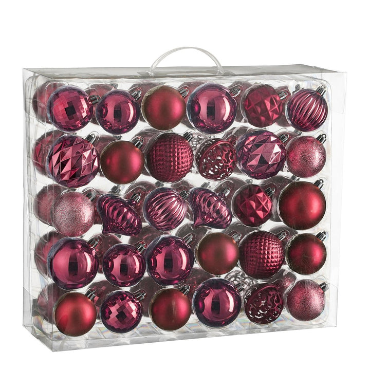 Weihnachtskugeln Set – 60 Stück – Ø7 cm – Kunststoff – Pink
