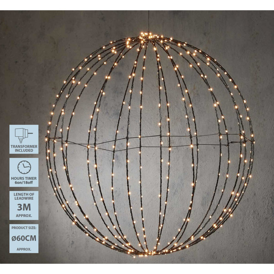 LED Weihnachtsdeko - Kugelrahmen - warmweiß - Ø60 cm