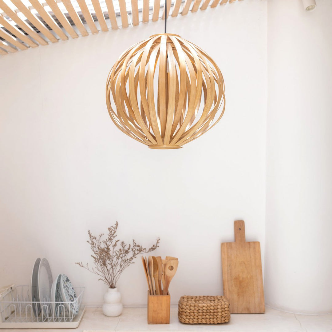 natürliche Bambuslampe UBUD - kugelförmige Deckenleuchte - Boho Hängelampe