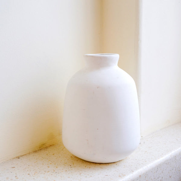 Handgegossene Tonvase BAWA - Boho Deko Vase - Blumenvase