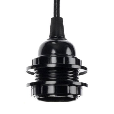 Fassung für Lampen - Kabel mit Kippschalter - schwarz/Baumwolle