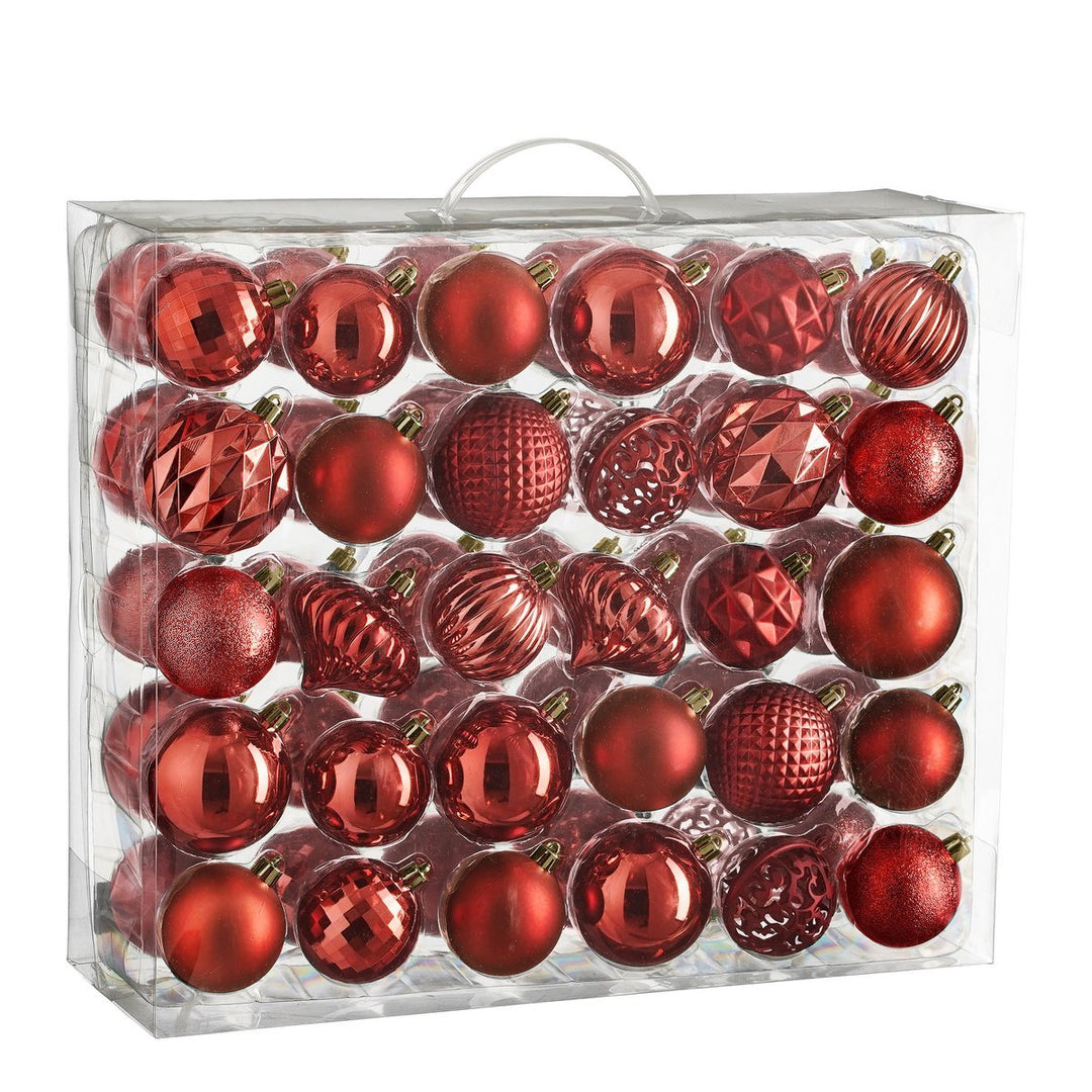 Weihnachtskugeln Set – 60 Stück – Ø7 cm – Kunststoff – Rot