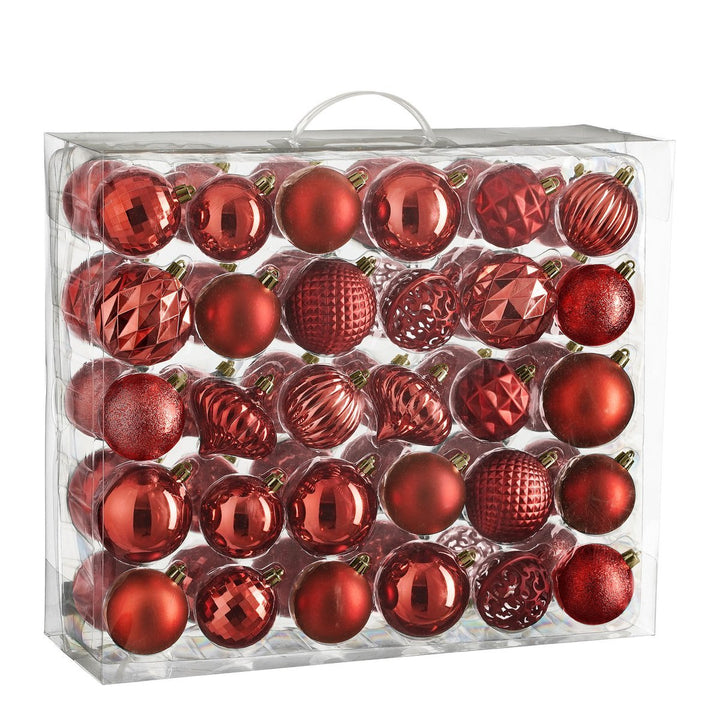 Weihnachtskugeln Set – 60 Stück – Ø7 cm – Kunststoff – Rot