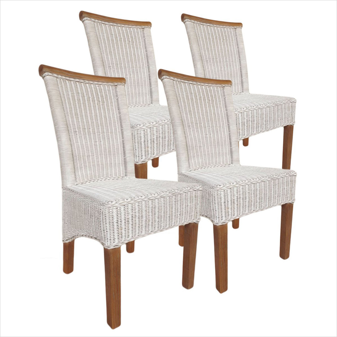 Esszimmer Stühle PERTH - Korbstühle - Rattan - 4er-Set Weiß