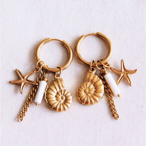Ohrringe - Creole Gold - Charms SEA SHELLS