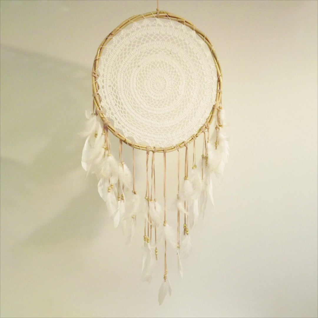 Traumfänger XL gestrickt – Boho Wanddeko Handgemacht