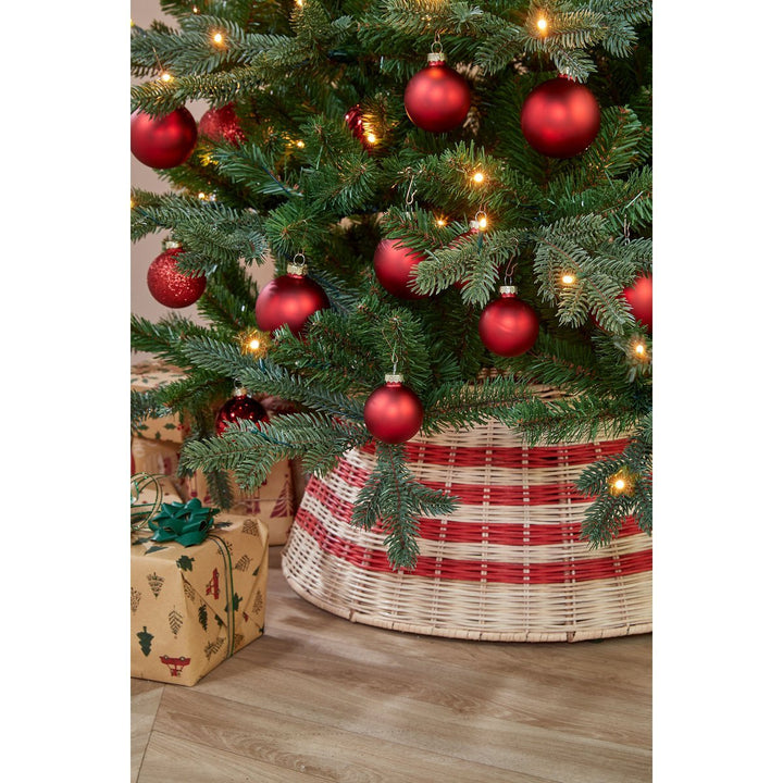 Ständerabdeckung - Weihnachtsbaum Korb - Rot-Natur-gestreift - Ø60cm