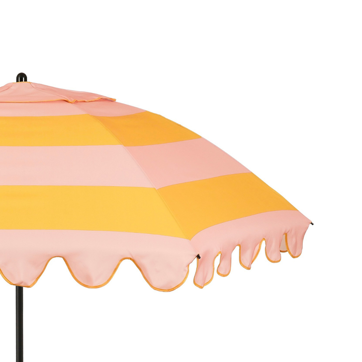 RETRO Sonnenschirm mit Wellenkante - Rosa-Gelb