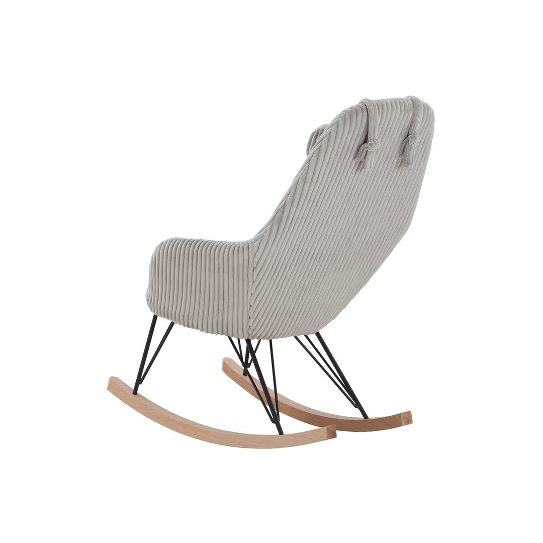 Schaukelstuhl OLAN - Relaxsessel mit Armlehnen - Cord Textur Grau