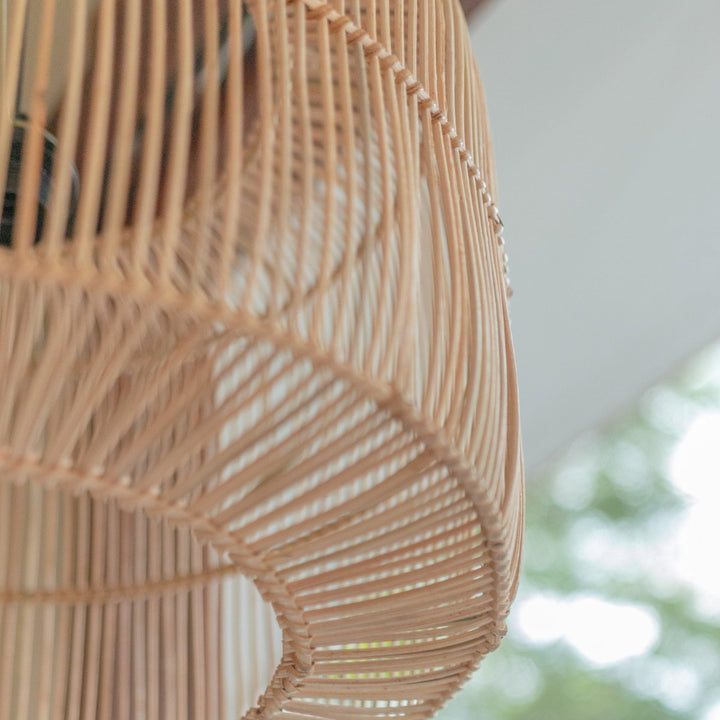 Boho Rattanlampe LIKU - Pendelleuchte - handgefertigte Deckenlampe