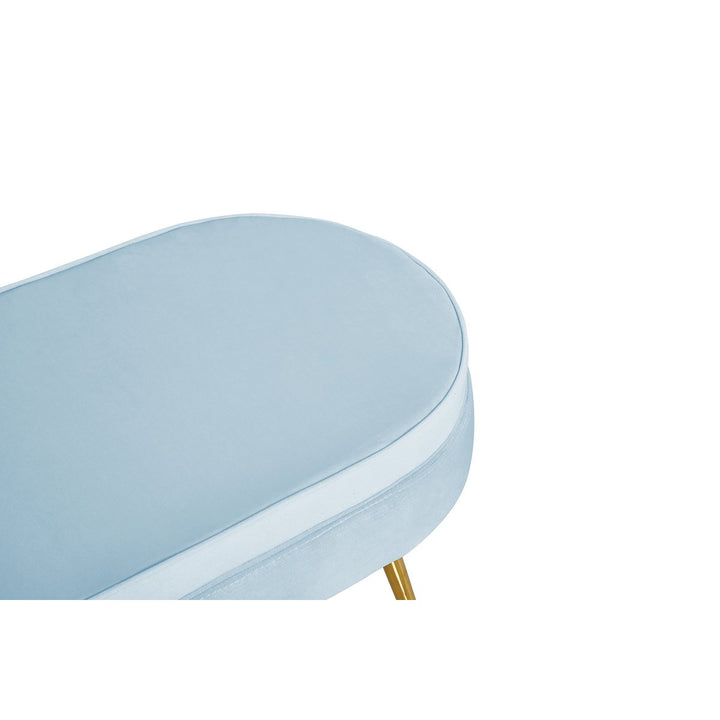 Hocker ARIELLE - Sitzbank - Oval Samt Hellgrau