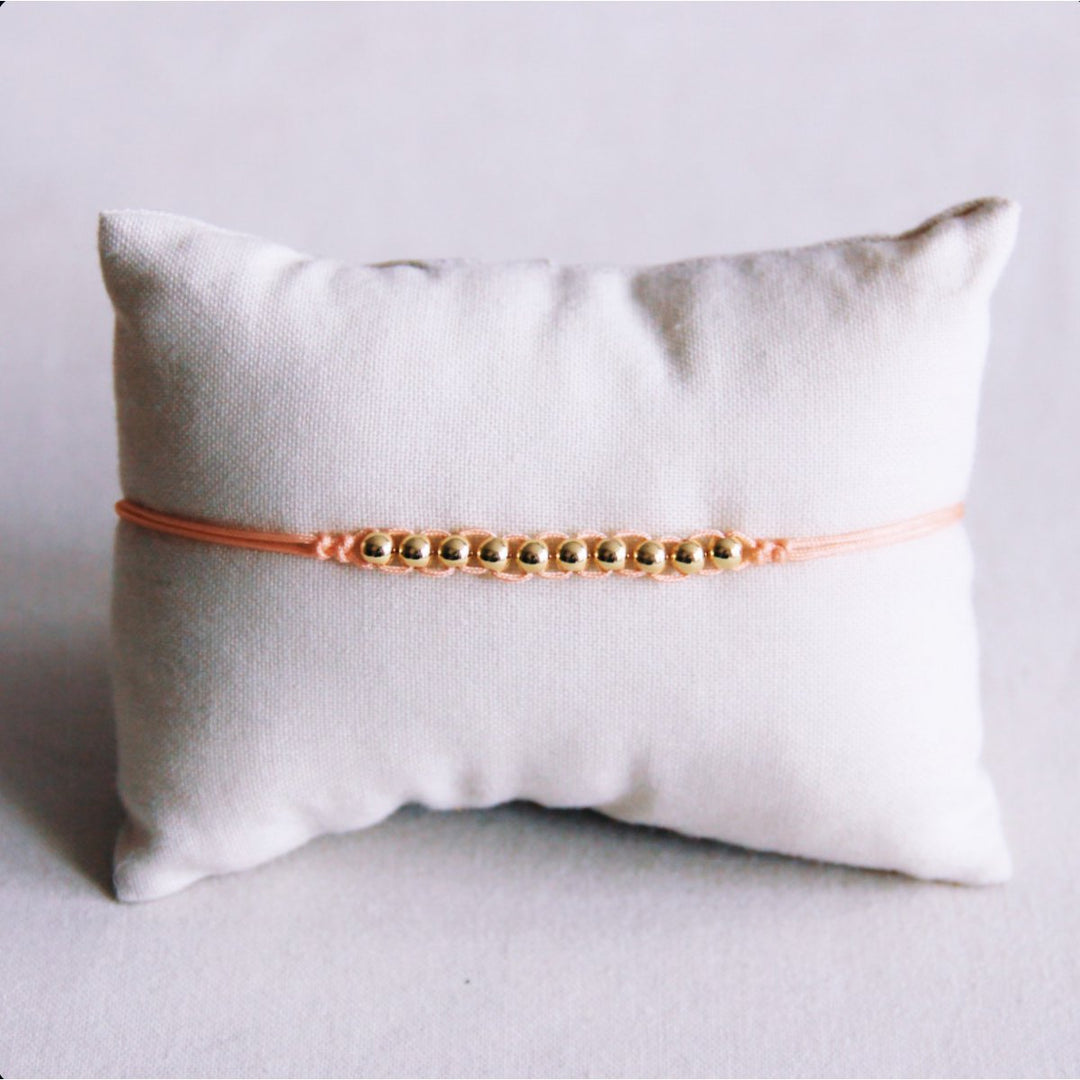 Armband - Satinband PEARLS Gold - Pfirsich/Peach