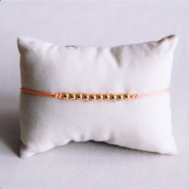 Armband - Satinband PEARLS Gold - Pfirsich/Peach