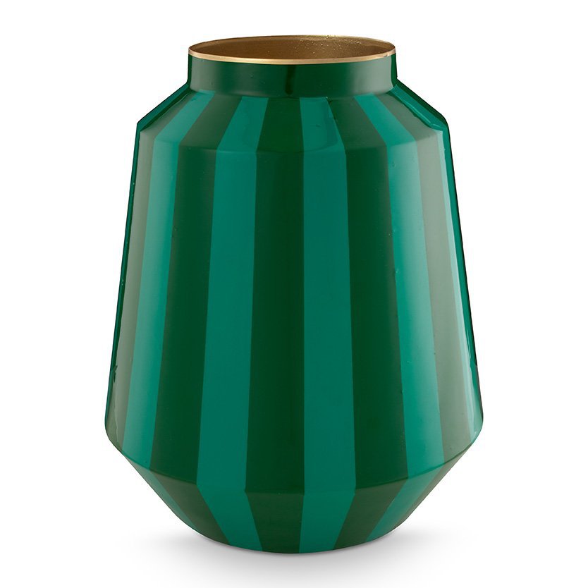 Vase Metal STRIPES GREEN 29cm