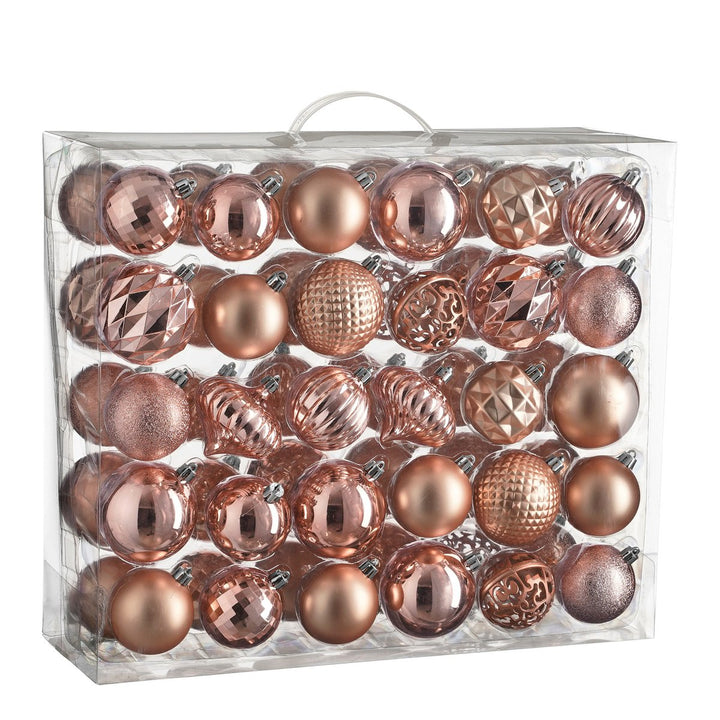 Weihnachtskugeln Set – 60 Stück – Ø7 cm – Kuststoff – Rosa