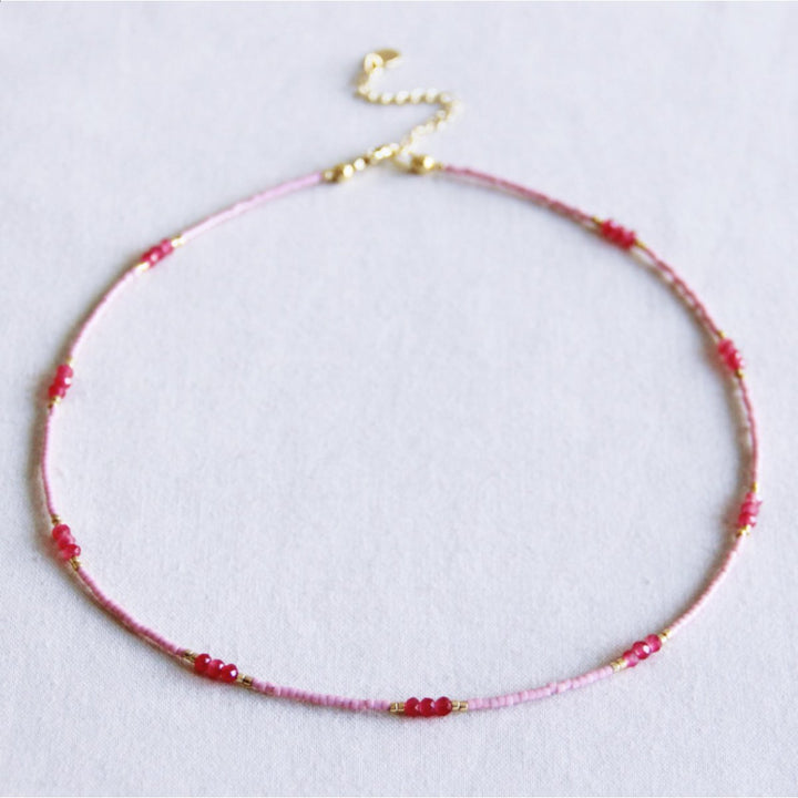 Halskette - Miyuki-Perlen - Peach Cherry Kiss