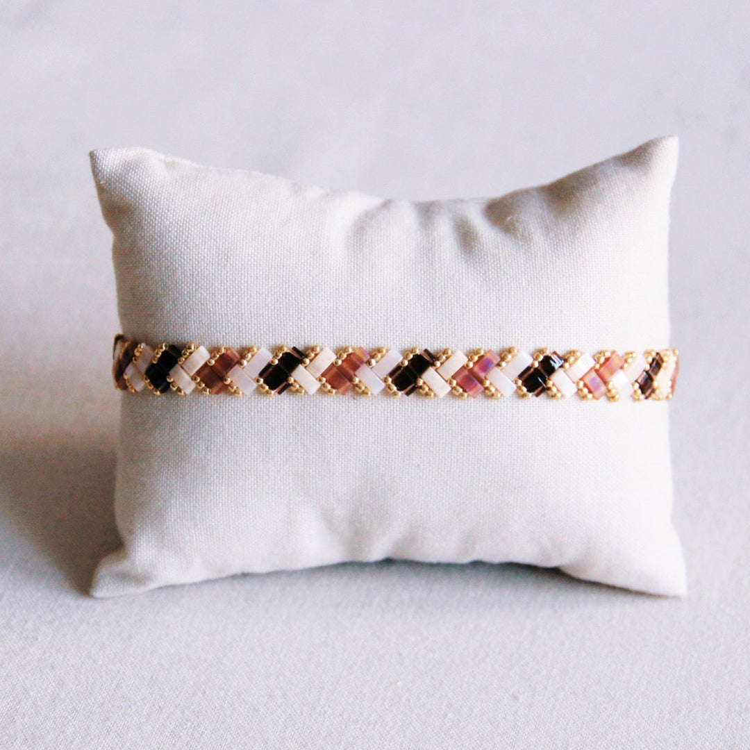 Armband - Miyuki-Perlen - TILABEAD Design - Taupe/Nude/Gold