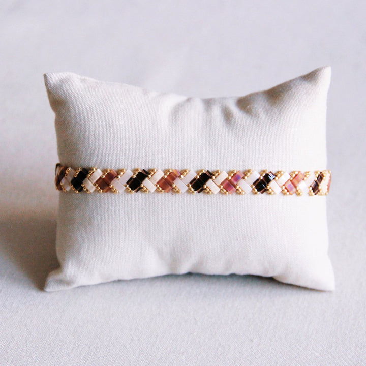 Armband - Miyuki-Perlen - TILABEAD Design - Taupe/Nude/Gold