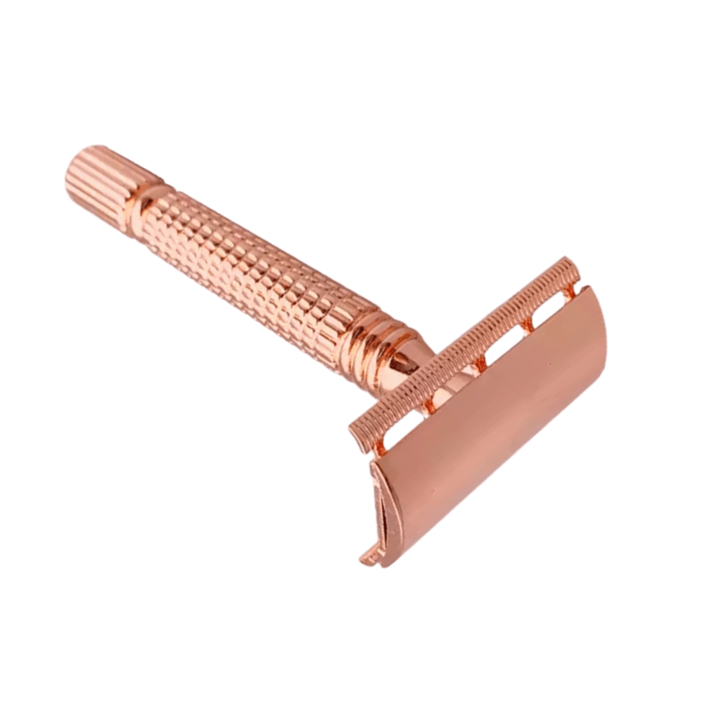 Rasierset - klassischer Rasierer Roségold + 10 Rasierklingen